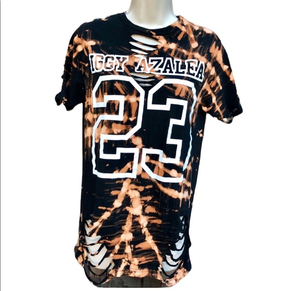 Tops - Custom IGGY AZALEA Bleached Distressed Tee